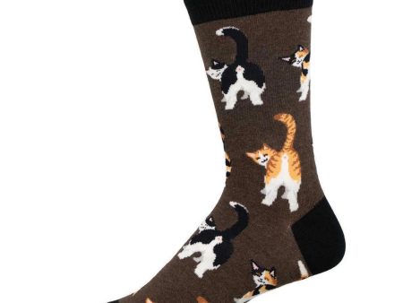 Cat Butts Men s Crew Socks Brown Heather Supply