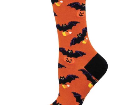 Going Batty For Candy Women s Crew Socks Orange Supply