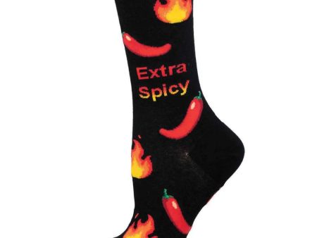 Extra Spicy Women s Crew Socks Black Cheap