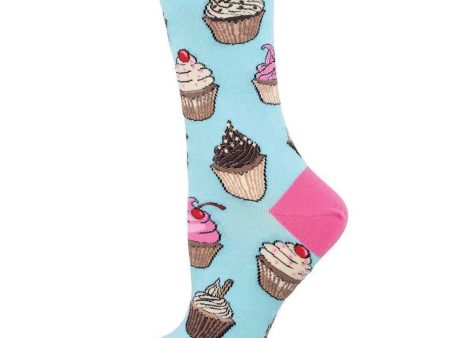 Favorite Cupcakes Women s Crew Socks Blue Online now