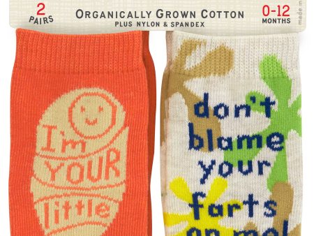 Little Burrito & Don t Blame Your Farts Baby Socks Pack Of 2 on Sale