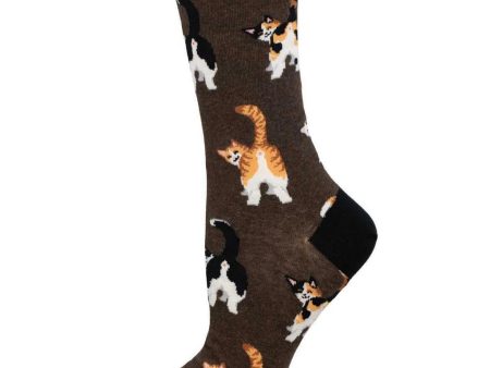 Cat Butts Women s Crew Socks Brown Heather Supply