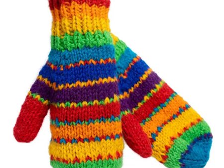 Wool Lined Rainbow Mittens on Sale