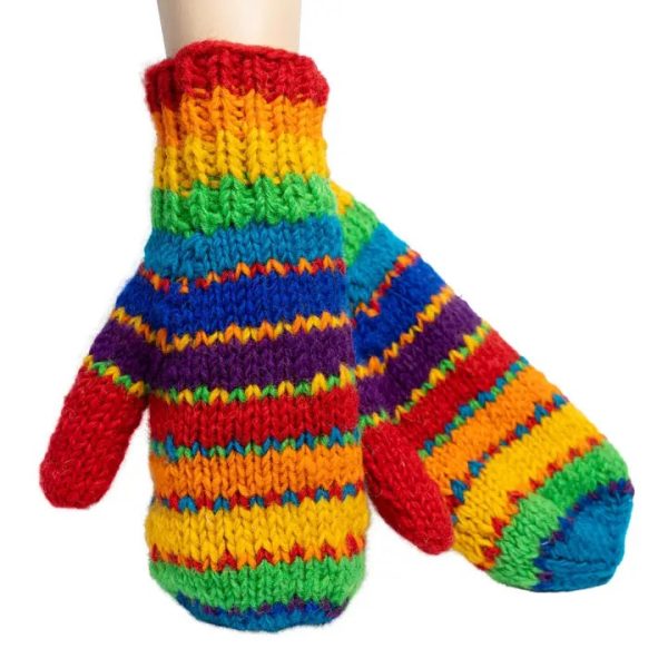 Wool Lined Rainbow Mittens on Sale