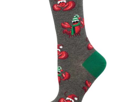 Festive Lobsters Women s Crew Socks Charcoal Heather Supply