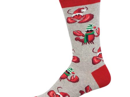 Festive Lobsters Men s Crew Socks Light Gray Heather Online