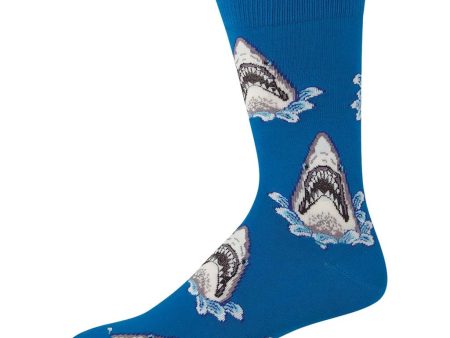 Shark Attack King Crew Socks Blue on Sale