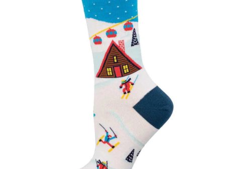 Ski In Ski Out Women s Crew Socks White Fashion