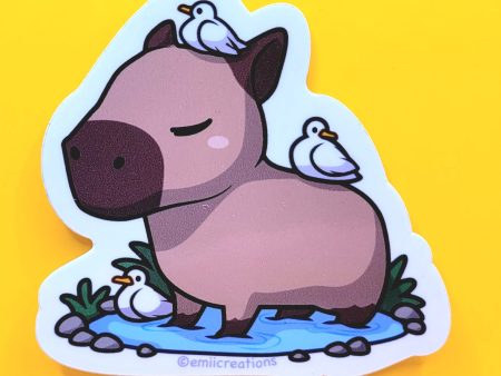 Capybara And Ducks Sticker Fashion