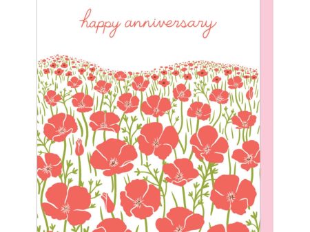 Card Field Of Poppies Anniversary For Sale