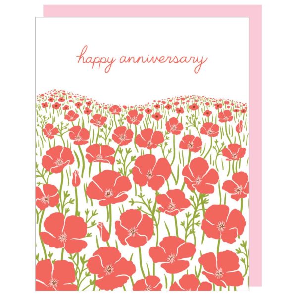 Card Field Of Poppies Anniversary For Sale