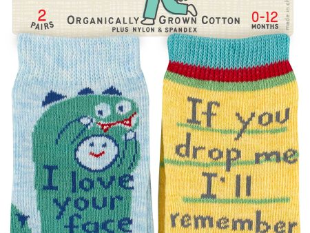 Love Your Face & Drop Me I ll Remember Baby Socks Pack Of 2 Online now