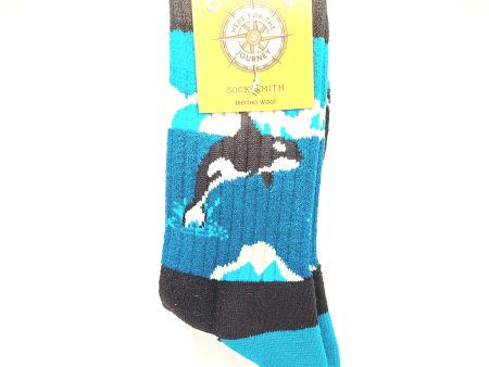 Arctic Orca Women s Wool Crew Socks Blue on Sale