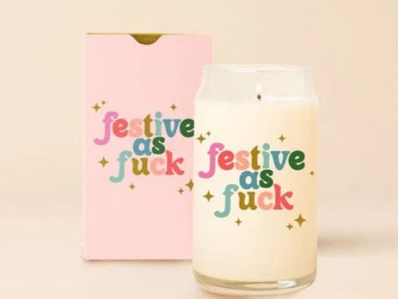 Festive As Fuck Glass Can Candle For Cheap