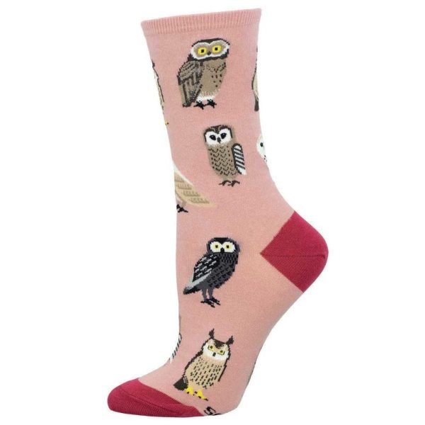 Parliament Of Owls Women s Crew Socks Pink Online Hot Sale