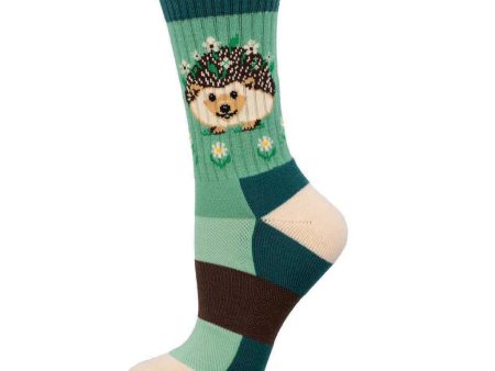 Flowery Hedgehog Women s Wool Crew Socks Mint Sale