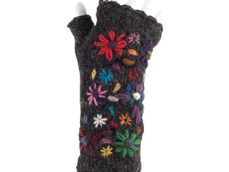 Wool Arm Warmers Multi Color Flower 21.99 Black Online Sale