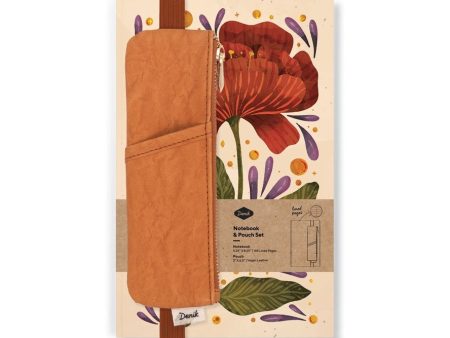 Burgundy Bloom Notebook & Pouch Set For Sale