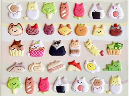 Cat Food Puffy Stickers Happy & Food For Cheap