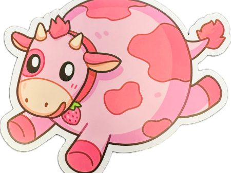 Strawberry Cow Sticker 3  on Sale