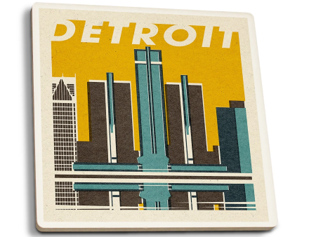 Detroit Woodblock Coaster Sale