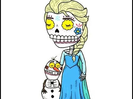 Elsa & Olaf Sugar Skull Sticker Frozen Cheap