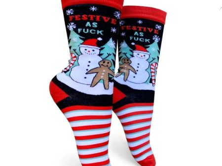 Festive As Fuck Christmas Women s Socks Online now