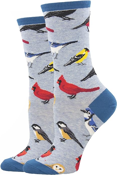 Bird Is The Word Women s Crew Socks Blue Heather Fashion