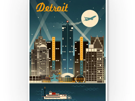 Detroit Skyline Metal Sign Online