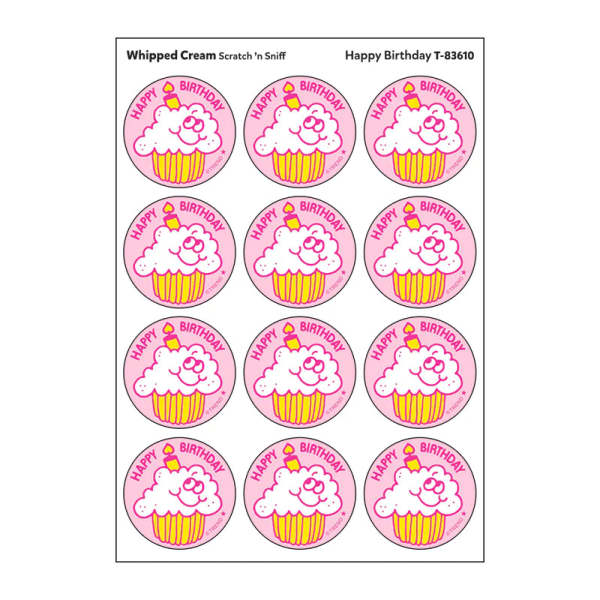 Happy Birthday Whipped Cream Scent Scratch n Sniff Stickers For Sale