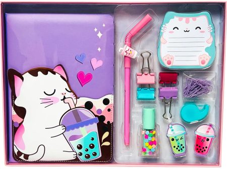 Kitty Cat Sippin  Boba Stationery Set Online Hot Sale