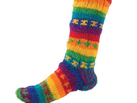 Wool Lined Rainbow Socks L XL Sale