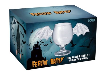 Feeling Batty Molded Glass Goblet For Sale