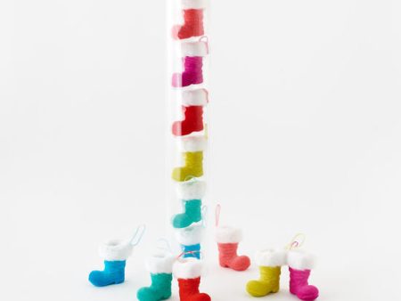 Flocked Boot Ornament Tube Of 6 Assorted 3.5  For Cheap