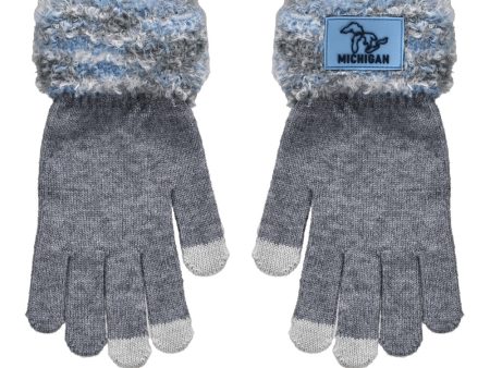 Michigan Blue Fuzzy Cuff Gloves Fashion