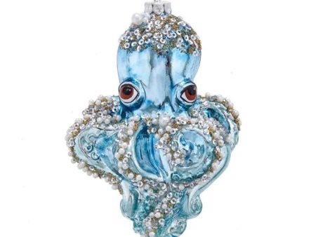 Glass Blue Octopus With Beads Ornament Online now