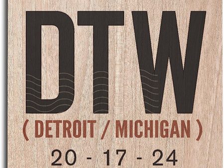 Detroit DTW Tag Wooden Sign Online Hot Sale