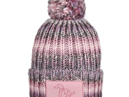 Michigan Pink Map Outline Patch Pom Hat For Cheap