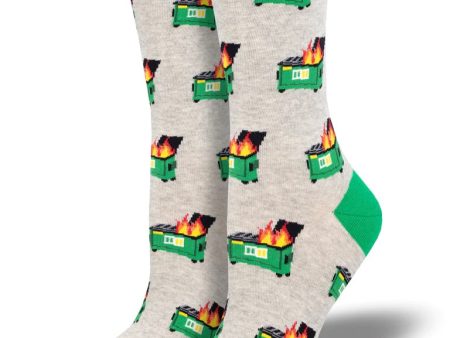 Dumpster Fire Women s Crew Socks Gray Online now