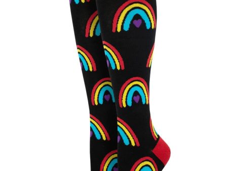 Boho Rainbow Women s Knee High Socks Black Online Hot Sale