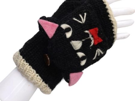 Wool Arm Warmers Cat Mittens on Sale