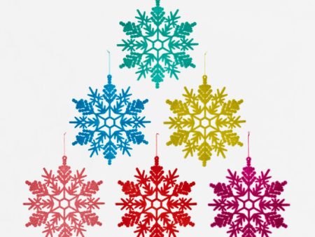 Flocked Snowflake Ornament Assorted 12  Discount