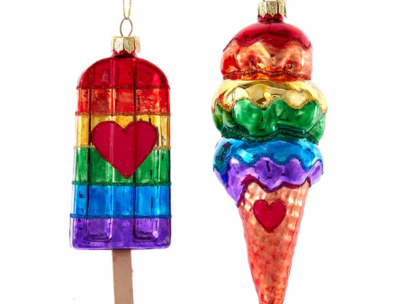 Pride Ice Cream Cone OR Popsicle Glass Ornament For Cheap